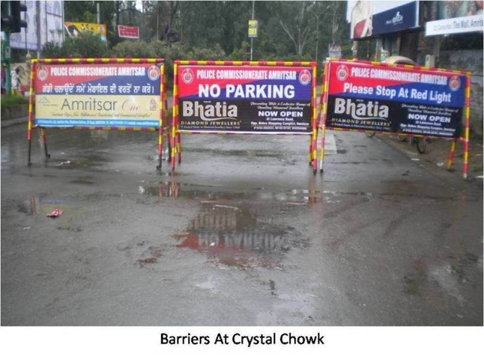 Barriers at Crystal Chowk, Amritsar